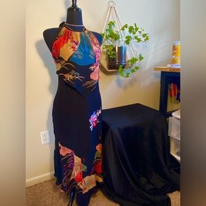 Sue Wong 100% silk lining Black and Multicolor Long Dress